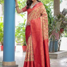 Anouk Woven Design Floral Zari Kanjeevaram Saree-image-25