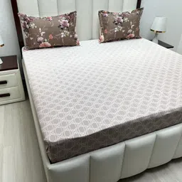 Pure Decor Royal Majestic Brown & White Printed King Bedsheet Set 2.74 m x 2.74 m-image-48