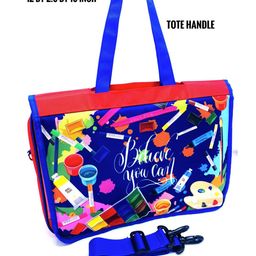 Echo Boomers Art Design Print Tote A4 Size Drawing Activity Bag with Multiple Utility Pockets - Blue image 3