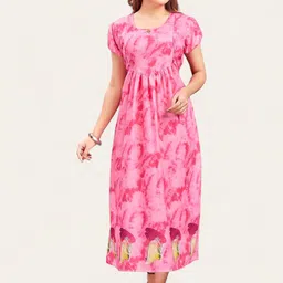 RITIJYA Floral Print Maternity Fit & Flare Maxi Dress-image-86