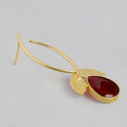 Anouk Gold-Plated Artificial Stones Studded Teardrop Shaped Drop Earrings image 4