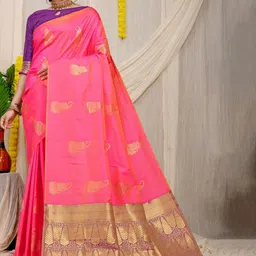 Royal Rajgharana Saree Ethnic Motifs Woven Design Zari Pure Silk Banarasi Sarees-picture-11