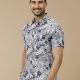 Linen Club Men Contemporary Fit Spread Collar Floral Printed Slim Fit Casual Shirt-image-36