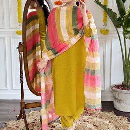 KAUTIK FABRICS Women Floral Embroidered Kurta with Trousers & Dupatta-picture-35