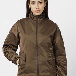 Van Heusen Woman Mock Collar Solid Cotton Casual Sporty Jacket-picture-6