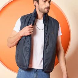 Club York Navy Regular Fit Solid Reversible Jacket-image-92