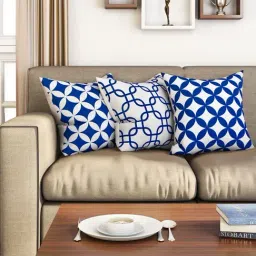 SEJ by Nisha Gupta Blue & White Cushion Covers - Set of 3-image-60