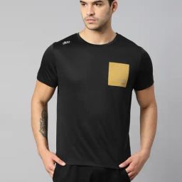 Dida Black Polyster Regular Fit Solid T-Shirt-image-99