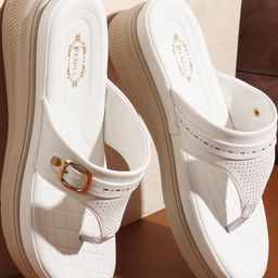 Denill Women White Ethnic Style T-Strap Causal Flats Sandals-image-101