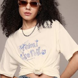 The Roadster Life Co. Printed Drop-Shoulder Sleeves Oversized Pure Cotton T-shirt-image-80