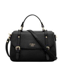 Eske Madeline Black Solid Medium Satchel Handbag-image-56