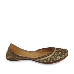 Fulkari Women's Lily Brown Ethnic Juttis-image-0