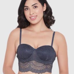 Clovia Grey Lace Padded Bra-image-65