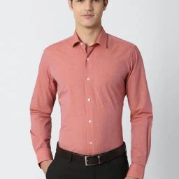 Peter England Pink Regular Fit Self Pattern Shirts-image-50