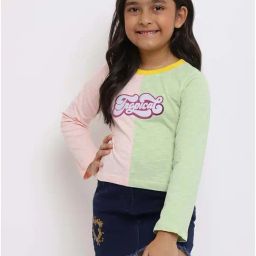 Tales & Stories Kids Pink & Green Cotton Printed Full Sleeves T-Shirt-image-52