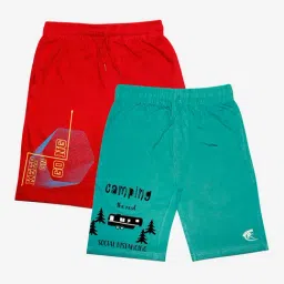 Kiddopanti Boys Turquoise & Red Printed Shorts (Pack Of 2)-picture-21