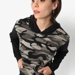 Campus Sutra Black Cotton Camouflage Sweatshirt-image-8