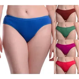 AROUSY Blue & Maroon Cotton Bikini Panties - Pack Of 5-image-83