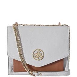 Eske White & Brown Color Block Small Shoulder Handbag-image-70