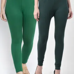 Gracit Green Mid Rise Leggings - Pack Of 2-image-18