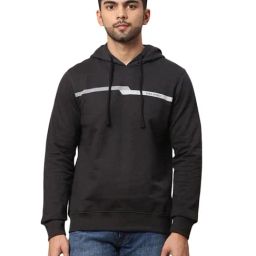 Park Avenue Black Slim Fit Printed Hooded Sweatshirt-image-59