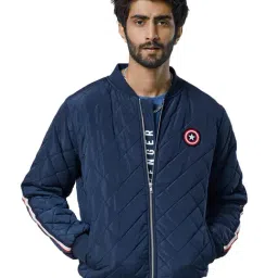 The Souled Store Navy Regular Fit Captain America: Shield Puffer Jacket-image-21