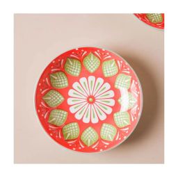 Nestasia Printed ¿Red & Green ¿Ceramic Round Plates - Set of 4 image 3