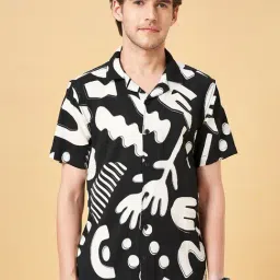 People by Pantaloons Jet Black Slim Fit Printed Shirt-picture-46