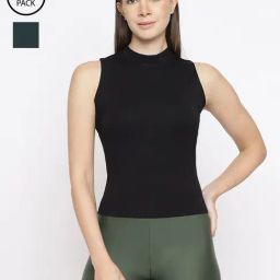 La Intimo Black & Bottle Green Bold Babe Camisole (Pack of 2)-image-88
