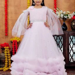 Aarika Girls Pink Embellished Party Gown-image-32