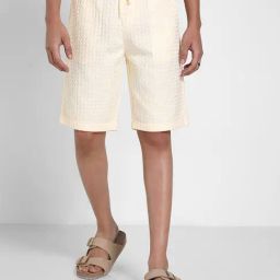 7 Alt By Pantaloons Beige Cotton Relaxed Fit Texture Shorts-picture-28