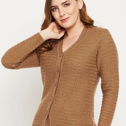 Zigo Women Cable Knit Woollen Crop Cardigan-image-70