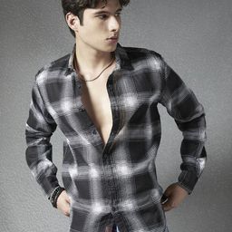 VOLTEDGE Men Relaxed Tartan Checked Casual Shirt-image-17