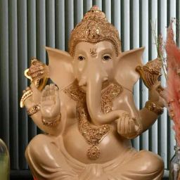 @home by Nilkamal Cream & Gold Polyresin Ekdanta Ganesha Idol Decorative Show Piece-image-21