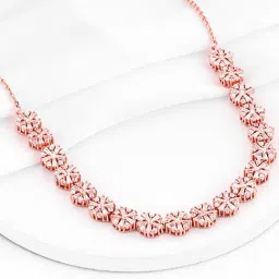 GIVA 925 Silver Rose Gold Studded Flower Necklace for Women & Girls-image-31