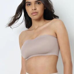 Wunderlove by Westside Beige Padded Invisible Super grip Strapless Bra-image-11