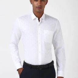 Peter England White Cotton Slim Fit Printed Shirt-picture-42