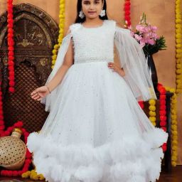 Aarika Girls White Embellished Party Gown-image-66
