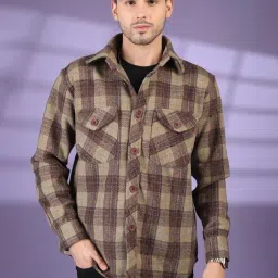 Chkokko Beige Relaxed Fit Checked Shackets-image-63