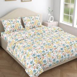 Haus & Kinder Chateau Luxe Multicolor Microfiber Floral Double Bedsheet with 2 Pillow Cover-image-15