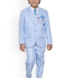 BAESD Boys 4Pc  Regular Fit Single-Breasted Blazer and Trousers Suit-image-41