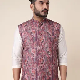 W & G Printed Woven Nehru Jacket-16