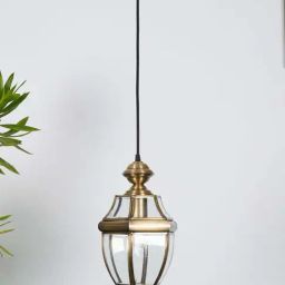 Kapoor Lamp Shades Brass & Glass Nolan Single Light Ceiling Pendant-image-29