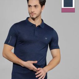 Force NXT Indigo & Navy Regular Fit Sports Polo - Pack Of 2-image-93
