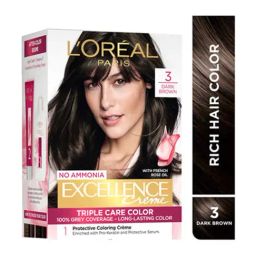 L'Oreal Paris Excellence Creme Triple Care Hair Colour 3 Dark Brown - 72 ml + 100 gm-image-98