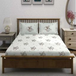 Swayam Ananda Grey Cotton 210 TC 120 GSM King Size Bedsheet With 2 Pillow Covers-image-72
