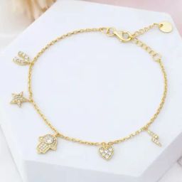 Zavya Charms Gold Plated 925 Sterling Silver Bracelet-image-8