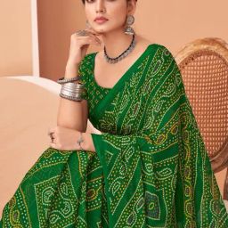 Saree Mall Green Chiffon Self Saree with Blouse Piece-image-64