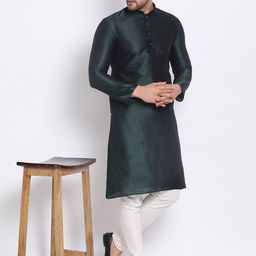Sanwara Men Green Solid Straight kurta-image-53