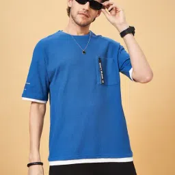 Street 808 by Pantaloons Bright Cobalt Cotton Regular Fit T-Shirt-picture-17